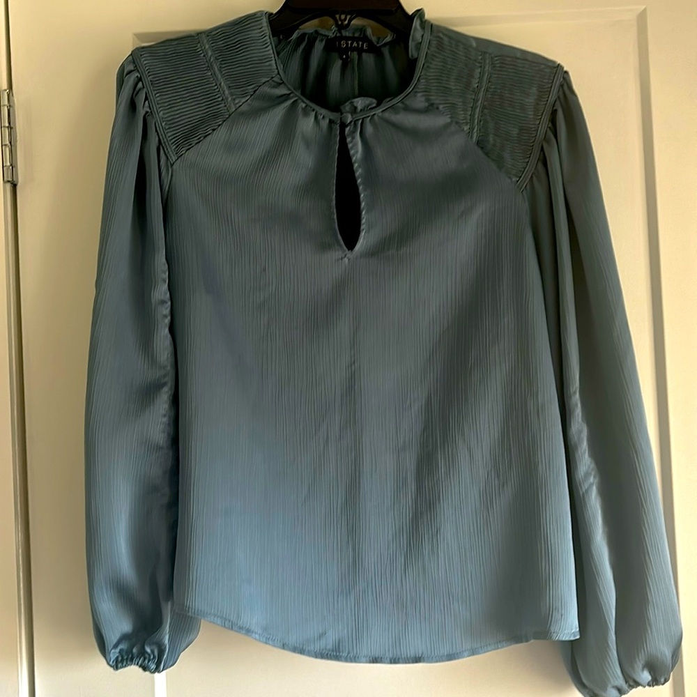 Blue Flowy Long Sleeve Top